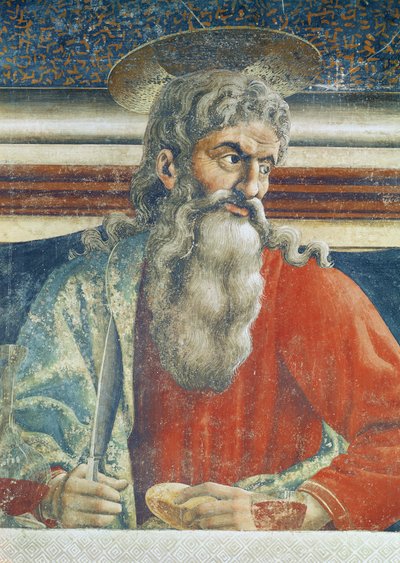 Das letzte Abendmahl, Detail des Heiligen Andreas, 1447 (Detail) von Andrea del Castagno